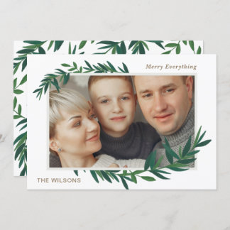 Nature Botanical Wishes Gold photo Holiday Card