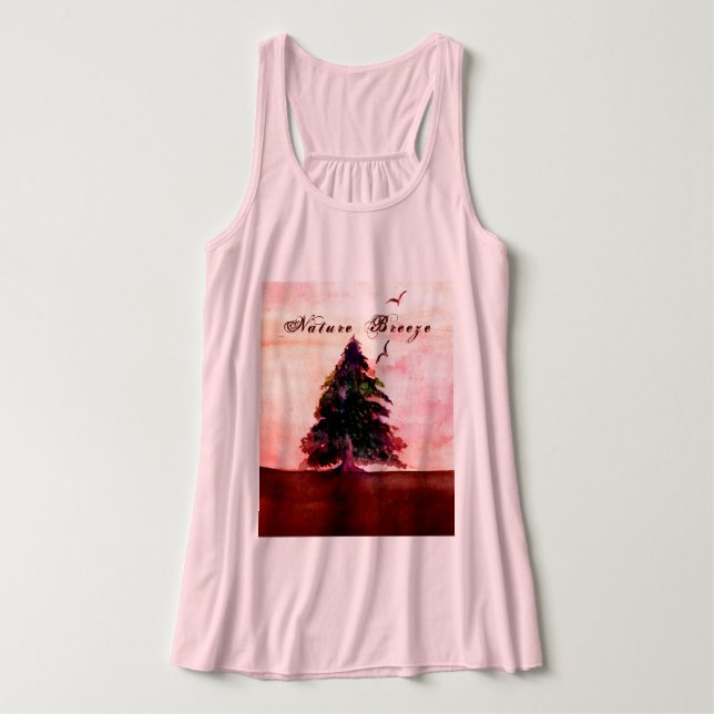 Nature Breeze Earth Tree Sparrows Blush Pink Tank Top (Design Front)
