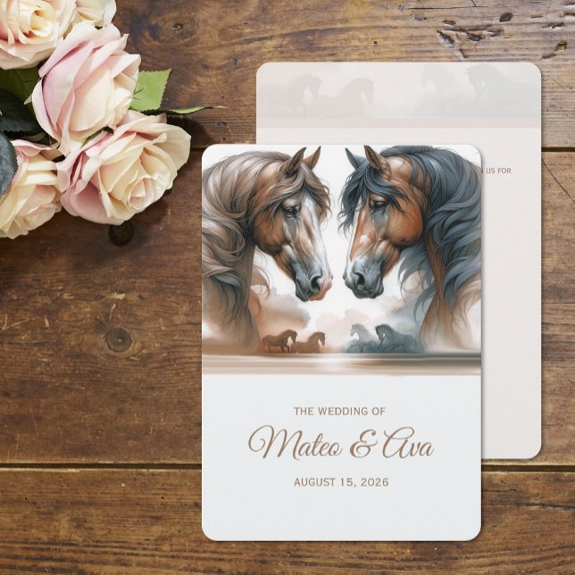 Nature Brown Horses Wedding Invitation (Creator Uploaded)