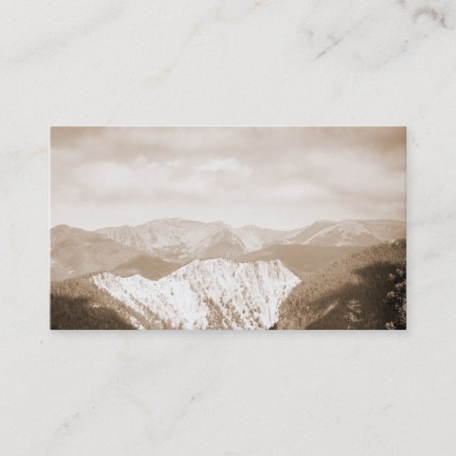 nature business card template sepia mountain photo (Front)