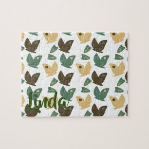 Nature Butterfly and Floral Greenery Jigsaw Puzzle