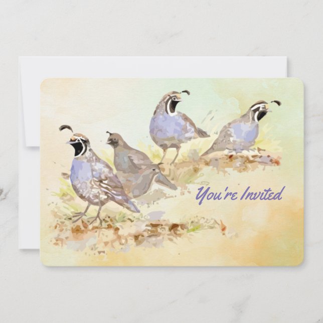Nature California Quail Bird Birthday Party Invitation (Front)