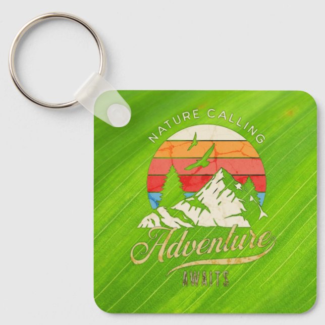 Nature Calling | Mountain Adventure Awaits  Keychain (Front)