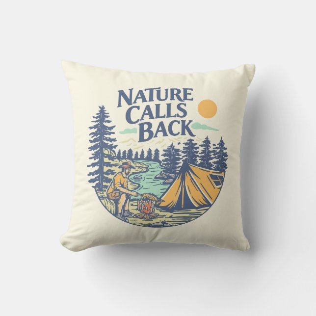 Nature Calls Back Throw Pillow (Front)