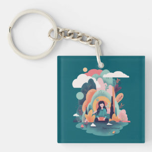 Nature Calm Aesthetic Art Keychain