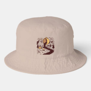 Nature Camping On The Coffee River Coffee Lover  Bucket Hat