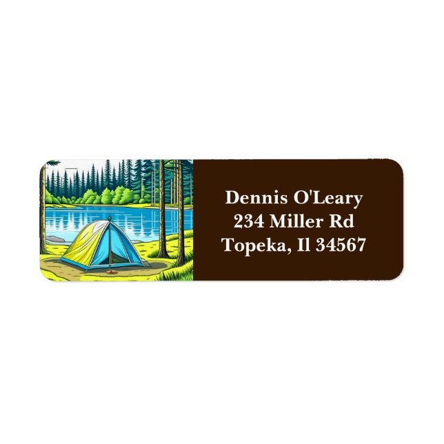 Nature Camping Themed Tent in the Woods Label (Front)