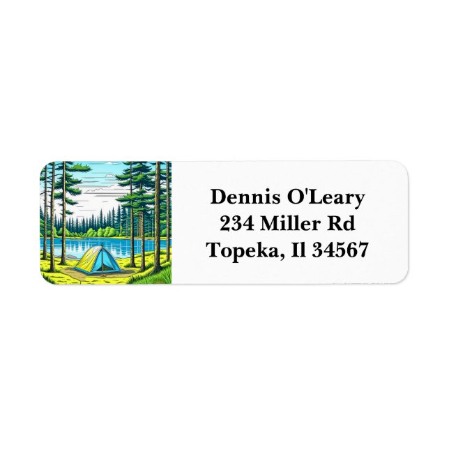 Nature Camping Themed Tent in the Woods Label (Front)