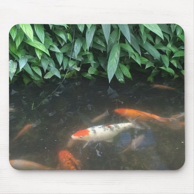 Nature Cool Koi Fishes in Pond Design Mouse Pad (Front)