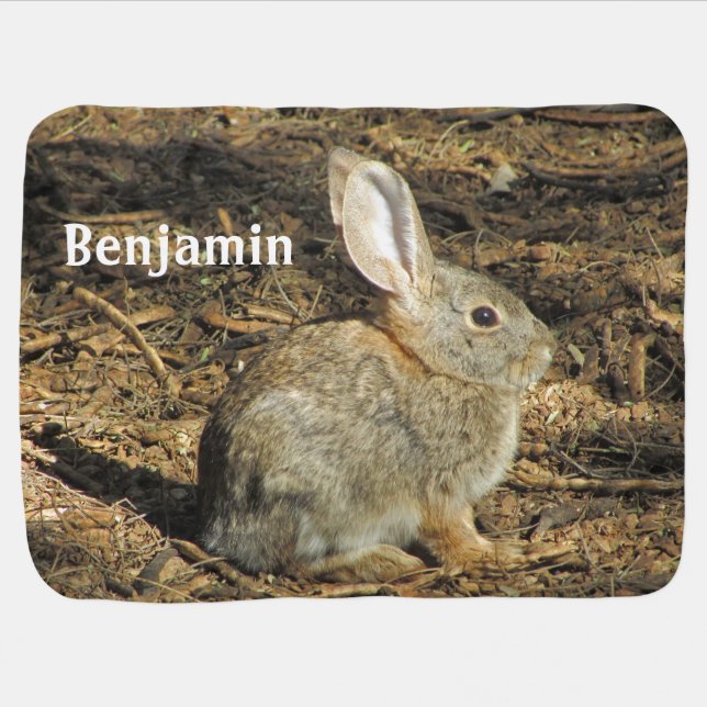 Nature Cute Bunny Photo Baby Birth Date Animal Baby Blanket (Horizontal)