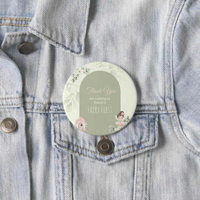 Nature Cute Flower Fairy 1st Birthday Button (In Situ)