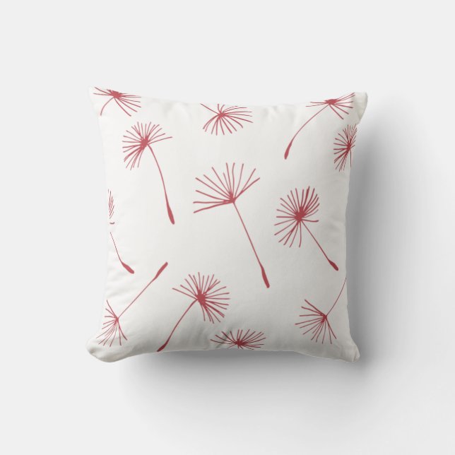 Nature - Dandelions in fuschia Throw Pillow (Front)