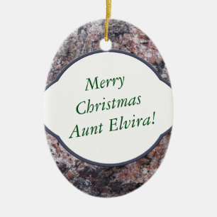 Nature Decorative Pink Rock Text Greeting 2 Sides Ceramic Ornament