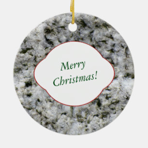 Nature Decorative White Granite Rock with Text Ceramic Ornament