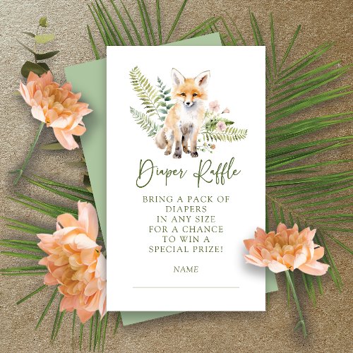 Nature Delight Fox Diaper Raffle Enclosure Card
