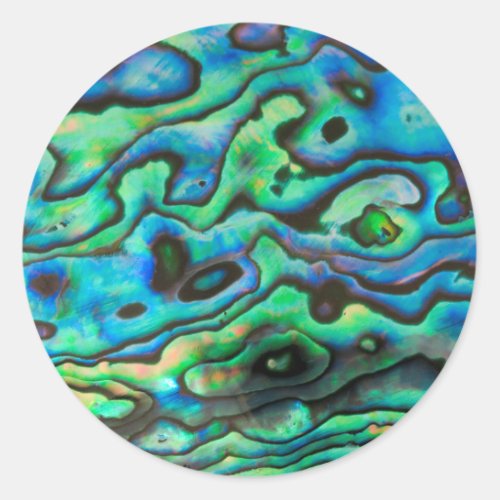 Nature design paua abalone shell classic round sticker