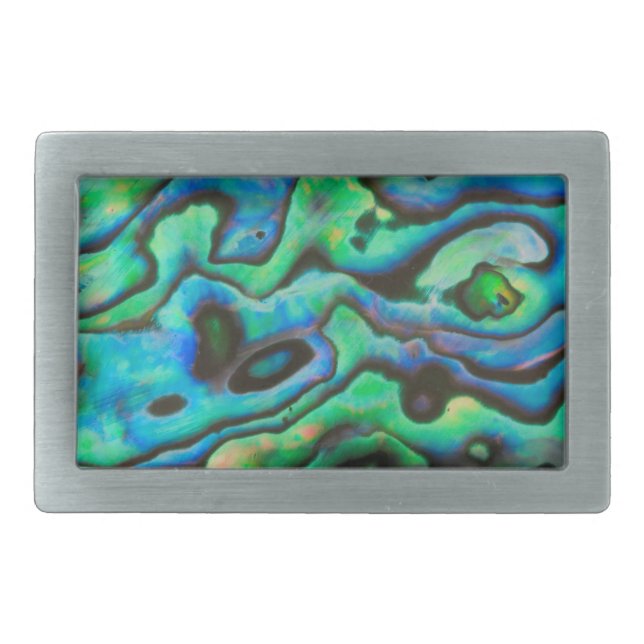 Nature design paua abalone shell rectangular belt buckle (Front)