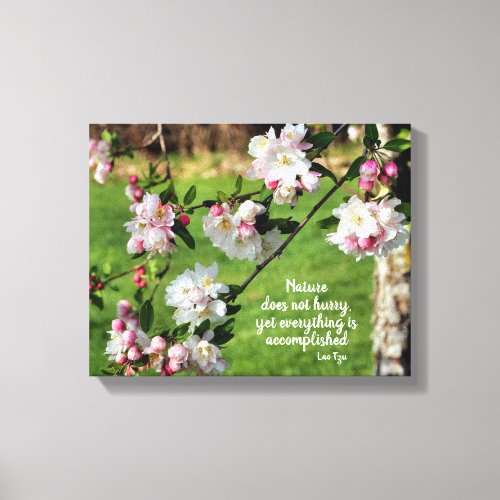 Nature Does Not Hurry Inspirational Quote Canvas Print