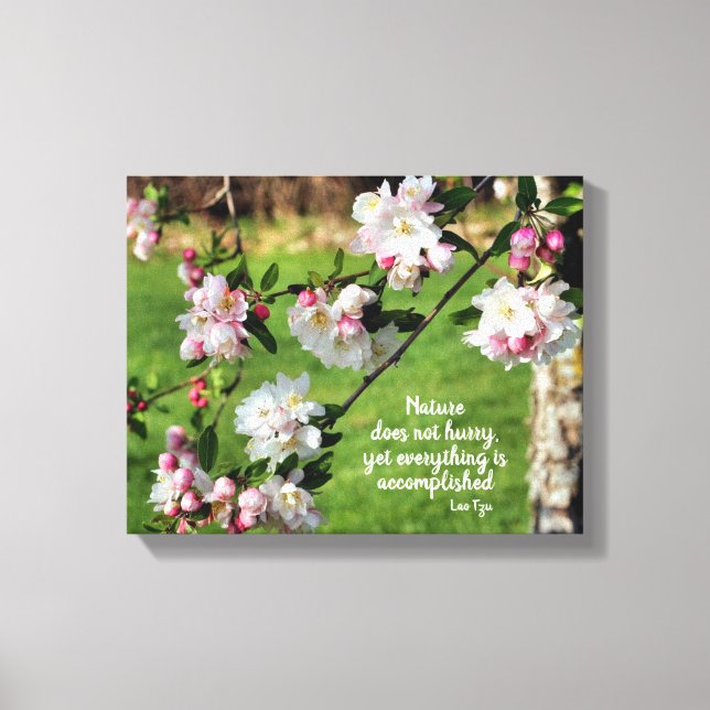 Nature Does Not Hurry Inspirational Quote Canvas Print (Front)