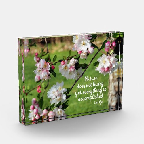 Nature Does Not Hurry Inspirational Quote Photo Block