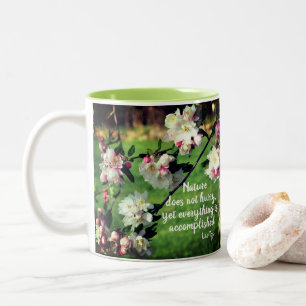 Nature Does Not Hurry Inspirational Quote Two-Tone Coffee Mug