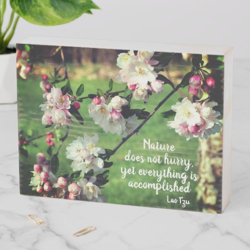 Nature Does Not Hurry Inspirational Quote Wooden Box Sign