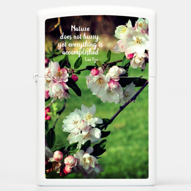 Nature Does Not Hurry Inspirational Quote Zippo Lighter (Front)