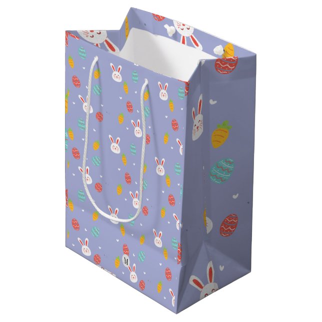 Nature Easter Bunnies Floral Pattern Egg Hunt Love Medium Gift Bag (Front Angled)