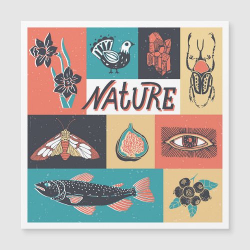 Nature Elements Retro Style Icons