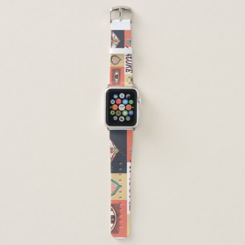 Nature Elements Retro Style Icons Apple Watch Band