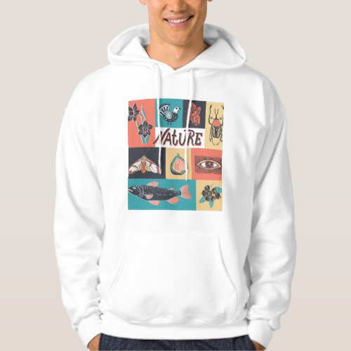 Nature Elements Retro Style Icons Hoodie
