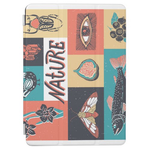 Nature Elements Retro Style Icons iPad Air Cover