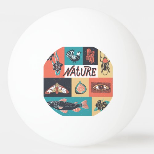 Nature Elements Retro Style Icons Ping Pong Ball