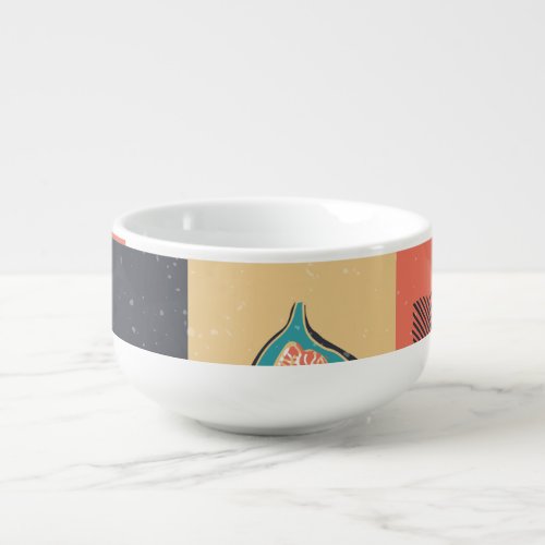 Nature Elements Retro Style Icons Soup Mug