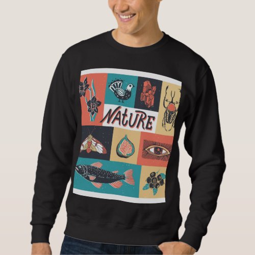 Nature Elements Retro Style Icons Sweatshirt