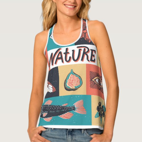 Nature Elements Retro Style Icons Tank Top