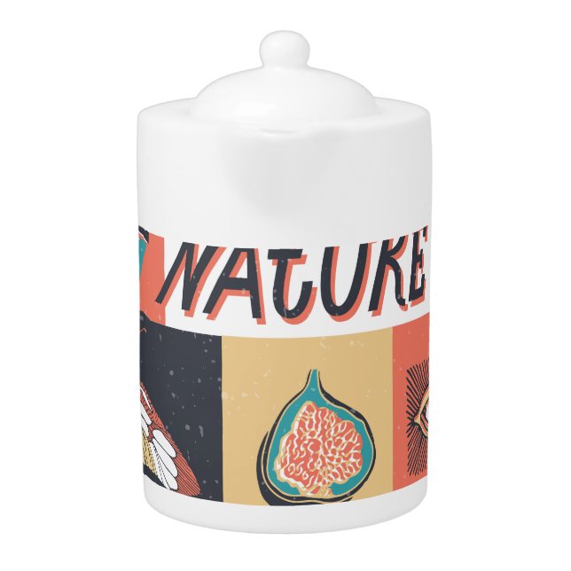 Nature Elements, Retro Style Icons. Teapot (Front)