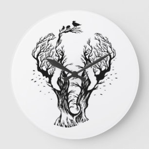 Nature Elephant Large Clock