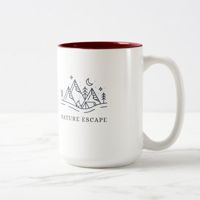 Nature Escape Camping Illustration Two-Tone Coffee Mug (Right)