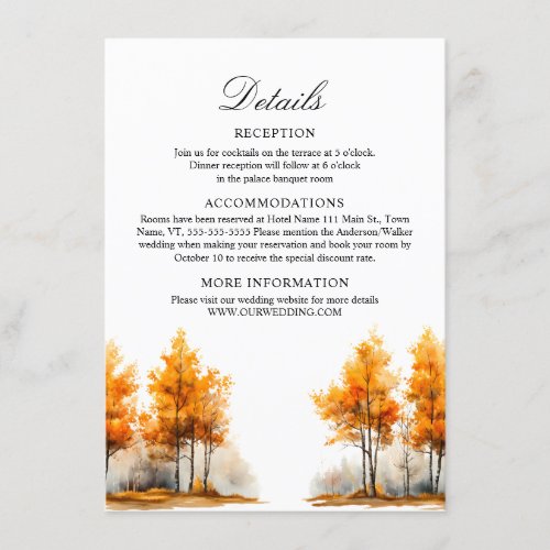 Nature Fall Landscape wedding Details Enclosure Card
