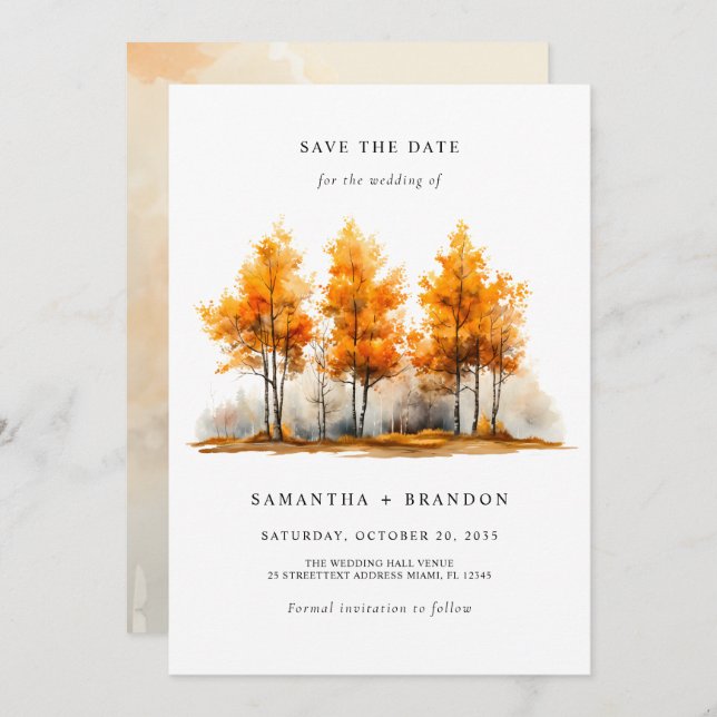 Nature Fall Landscape wedding Save The Date (Front/Back)