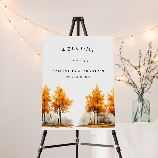 Nature Fall Landscape Wedding Welcome Sign (In Situ (Stand))