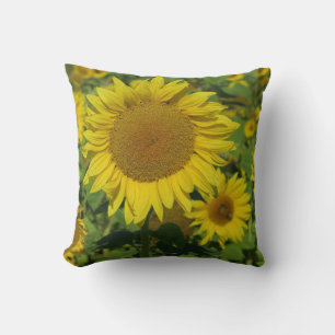 nature, flower, summer, sunflower, blossom, floral throw pillow