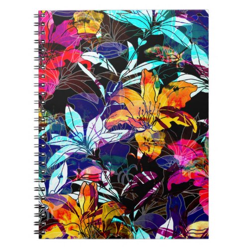 Nature Flowers Leaves Watercolor Background Notebook