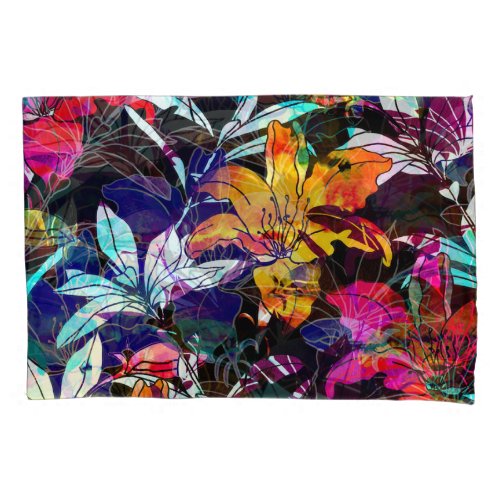 Nature Flowers Leaves Watercolor Background Pillow Case