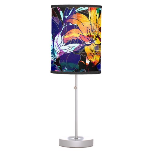 Nature Flowers Leaves Watercolor Background Table Lamp