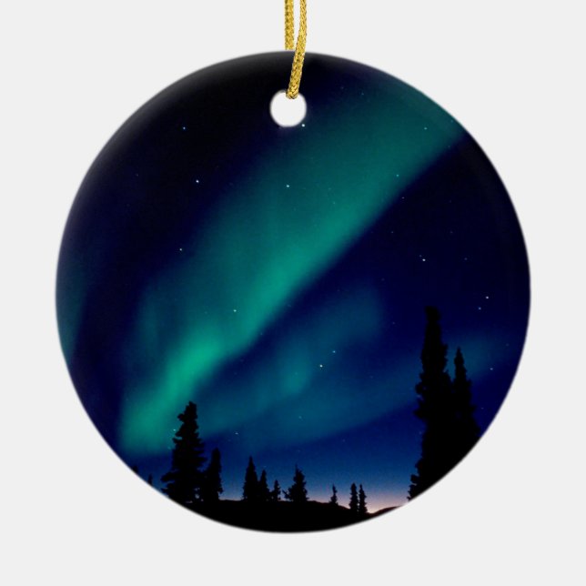 Nature Forces Aurora Borealis Alaska Ceramic Ornament (Front)