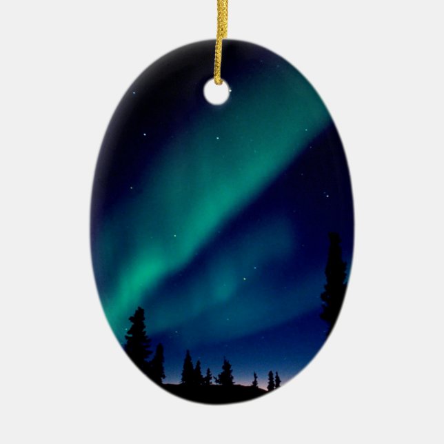 Nature Forces Aurora Borealis Alaska Ceramic Ornament (Front)