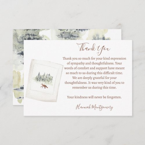 Nature Forest Funeral Sympathy Thank You Card  