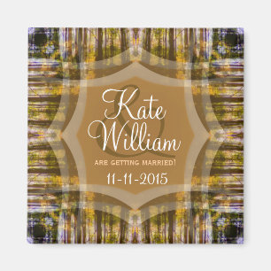 Nature Forest Wedding Announcement Magnet